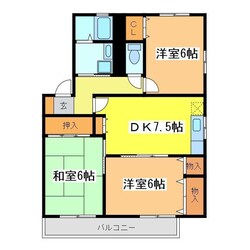 カーサ石が瀬Aの物件間取画像